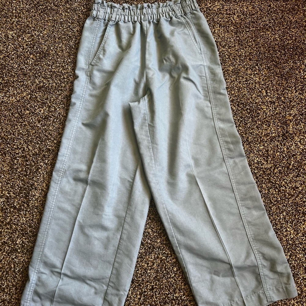 Blue Wide Leg Pants with Elastic Waistband